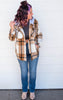 YARN DYED PLAID DRAWSTRING HOODED SHACKET