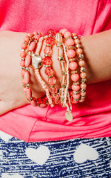 coral peach beaded bracelet