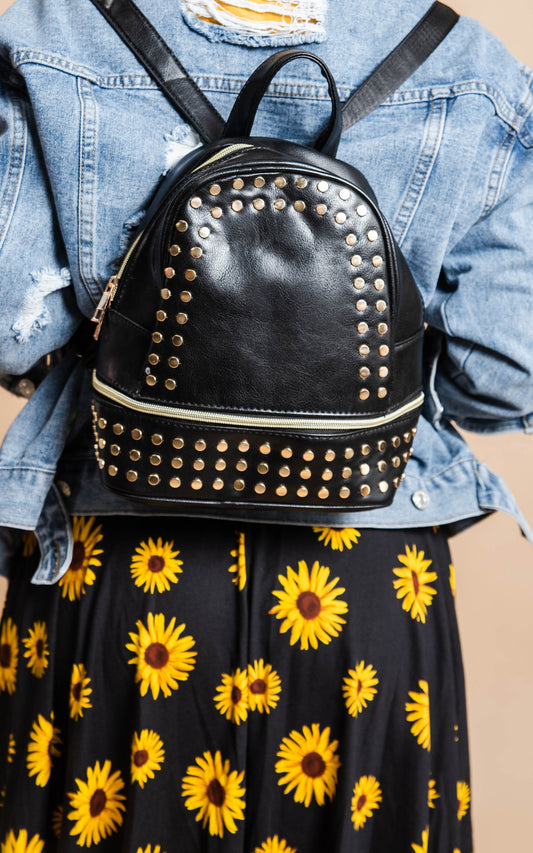 Studded Black Backpack - BAD HABIT BOUTIQUE 