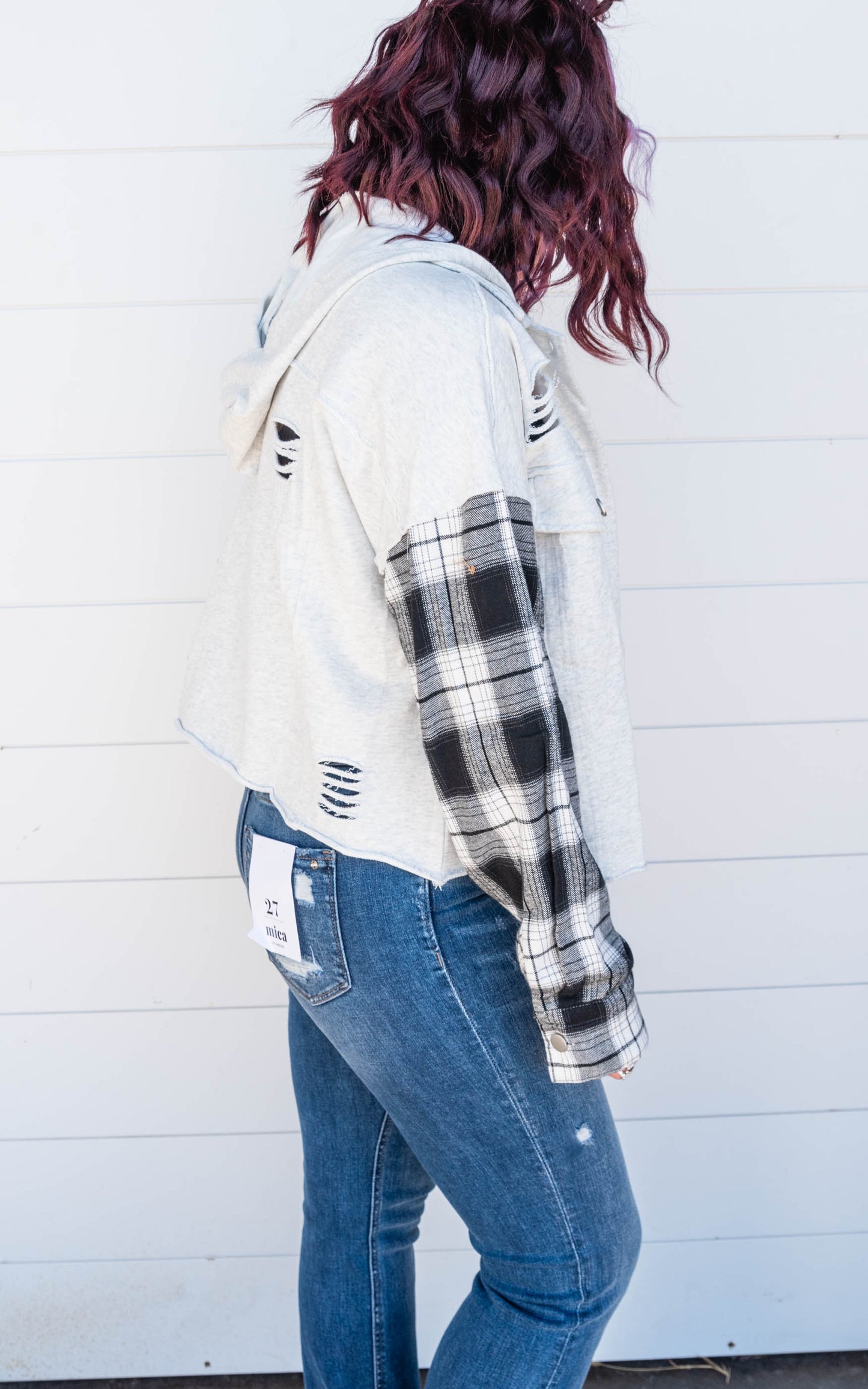 hooded plaid shacket 