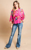 fuschia floral blouse