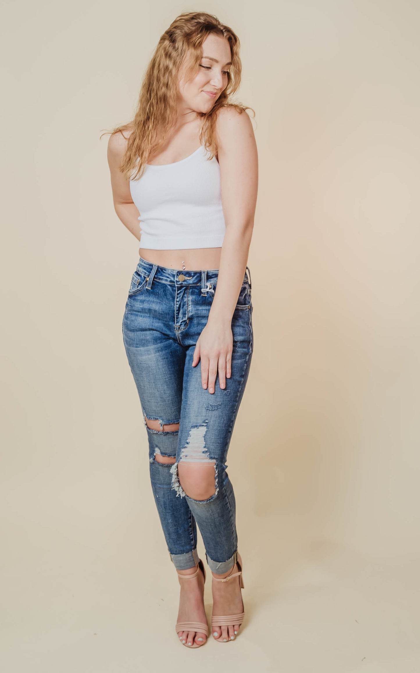 Mid Rise Skinny Denim Jeans