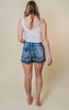 HIGH RISE STRETCH PATCHED SHORTS W/ FRAYED HEM BY Petra - Final Sale