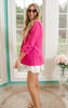 Fuchsia Folded Sleeves Blazer Jacket