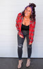 red plaid hooded top 