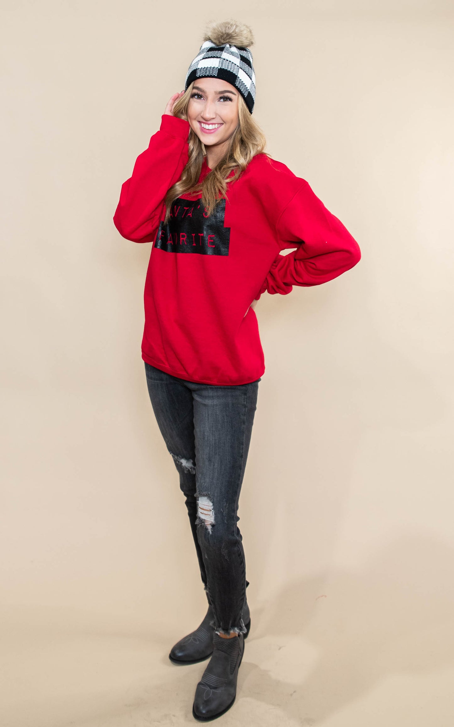  30 DAYS 30 DEALS: DAY 4 Santa's Favorite  Sweatshirt - Red, CLOTHING, BAD HABIT APPAREL, BAD HABIT BOUTIQUE 