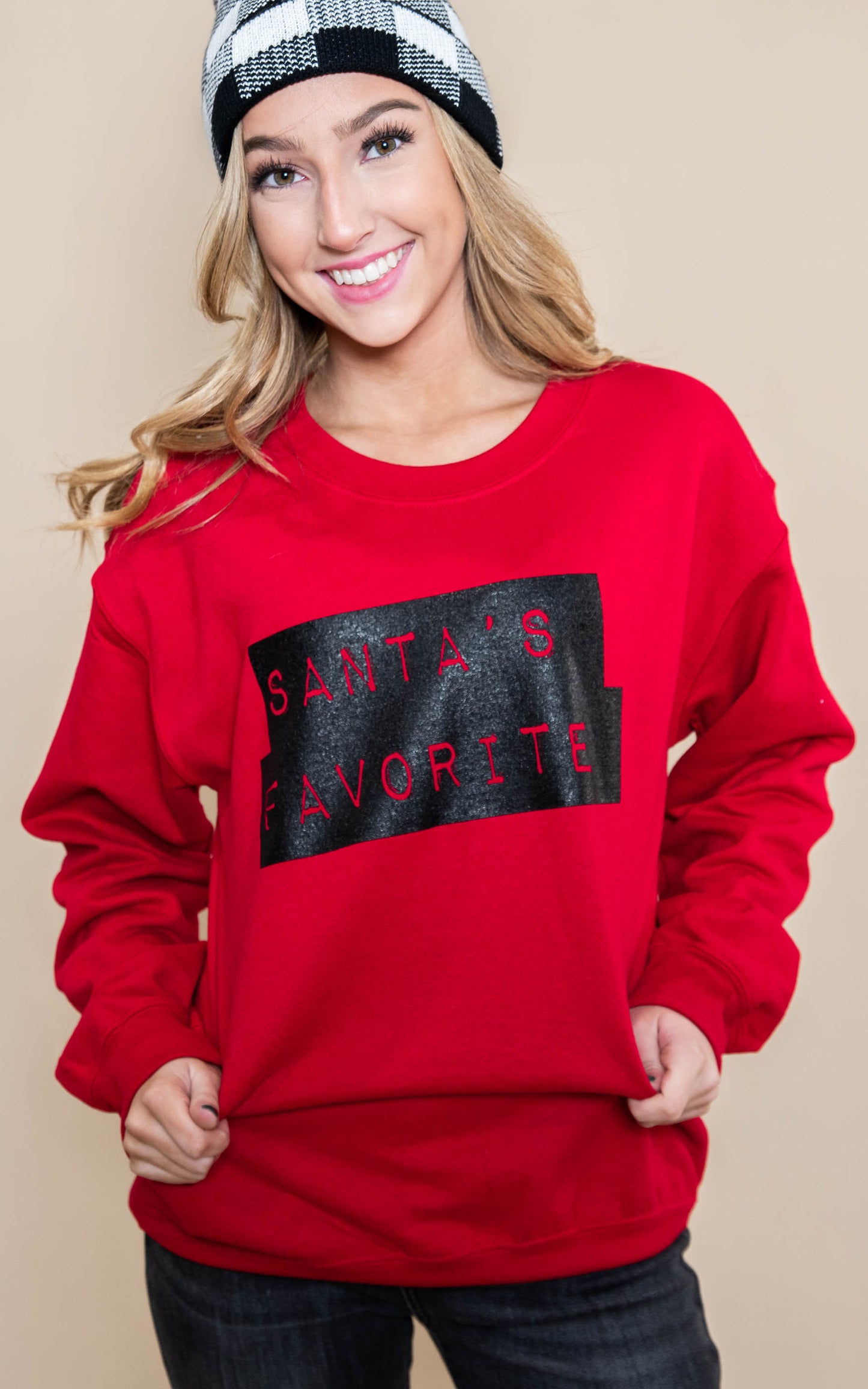  30 DAYS 30 DEALS: DAY 4 Santa's Favorite  Sweatshirt - Red, CLOTHING, BAD HABIT APPAREL, BAD HABIT BOUTIQUE 