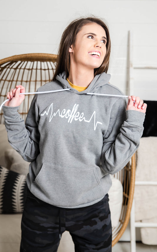 Coffee Is My Lifeline Hoodie | Gray - BAD HABIT BOUTIQUE 