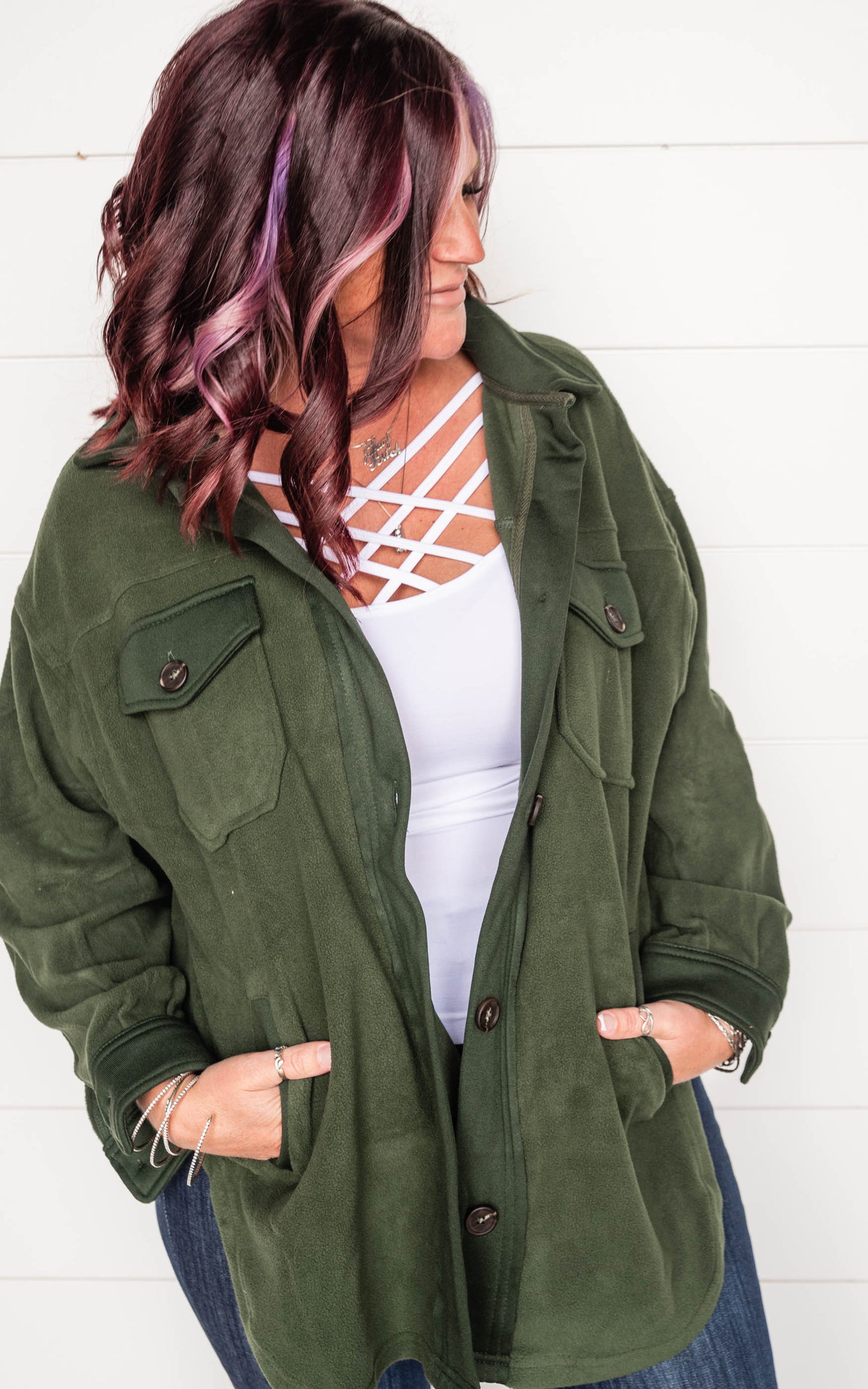 military green shacket 