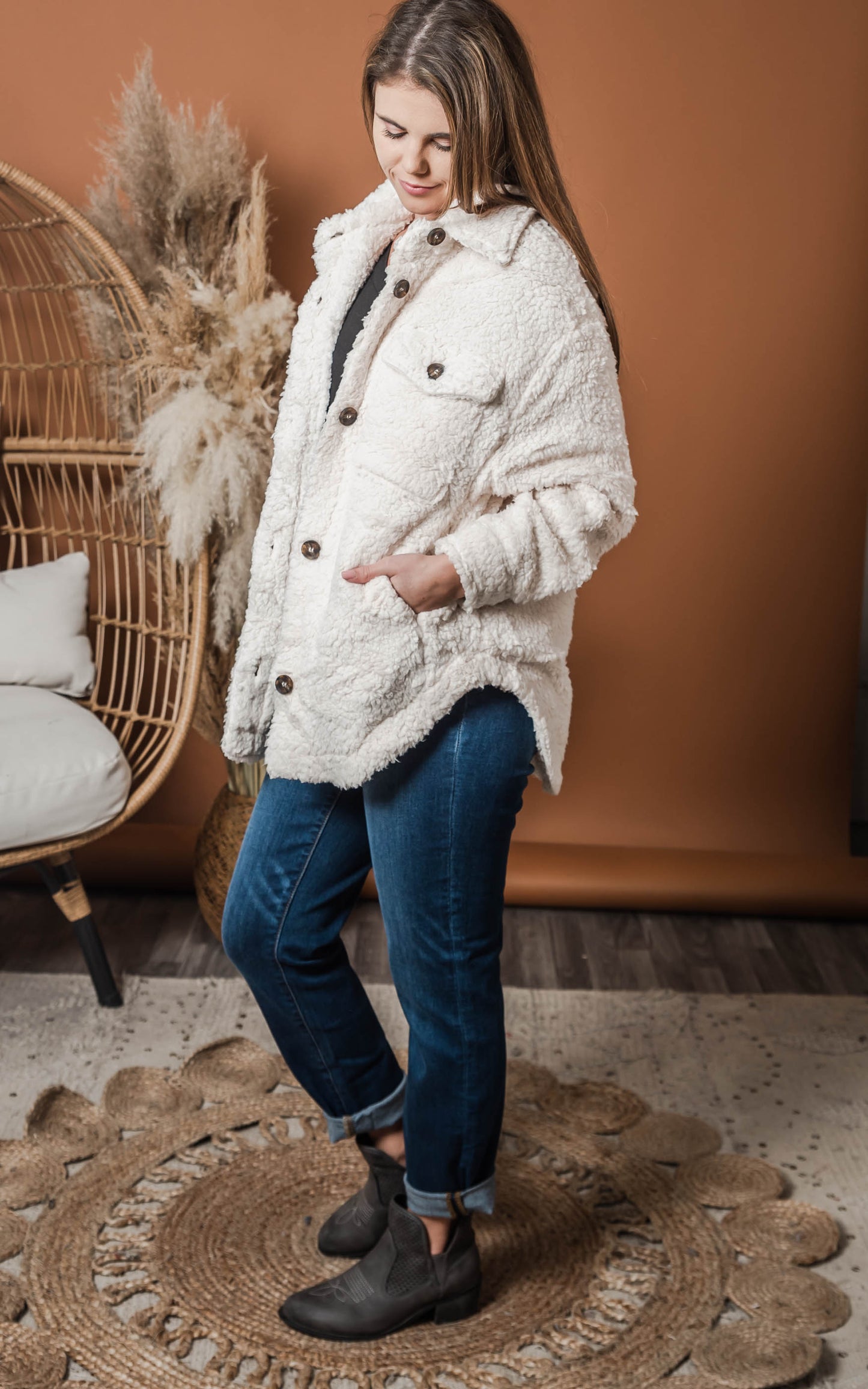 white teddy sherpa jacket 