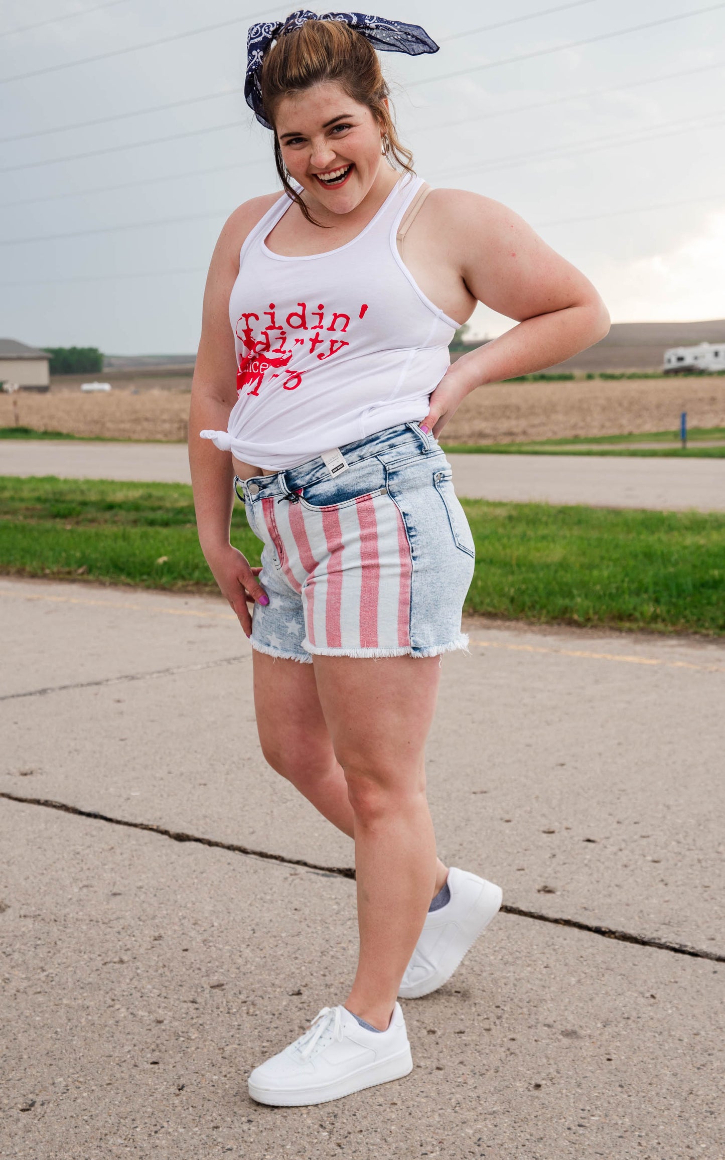 Judy Blue | Red, White and Shorts - BAD HABIT BOUTIQUE 