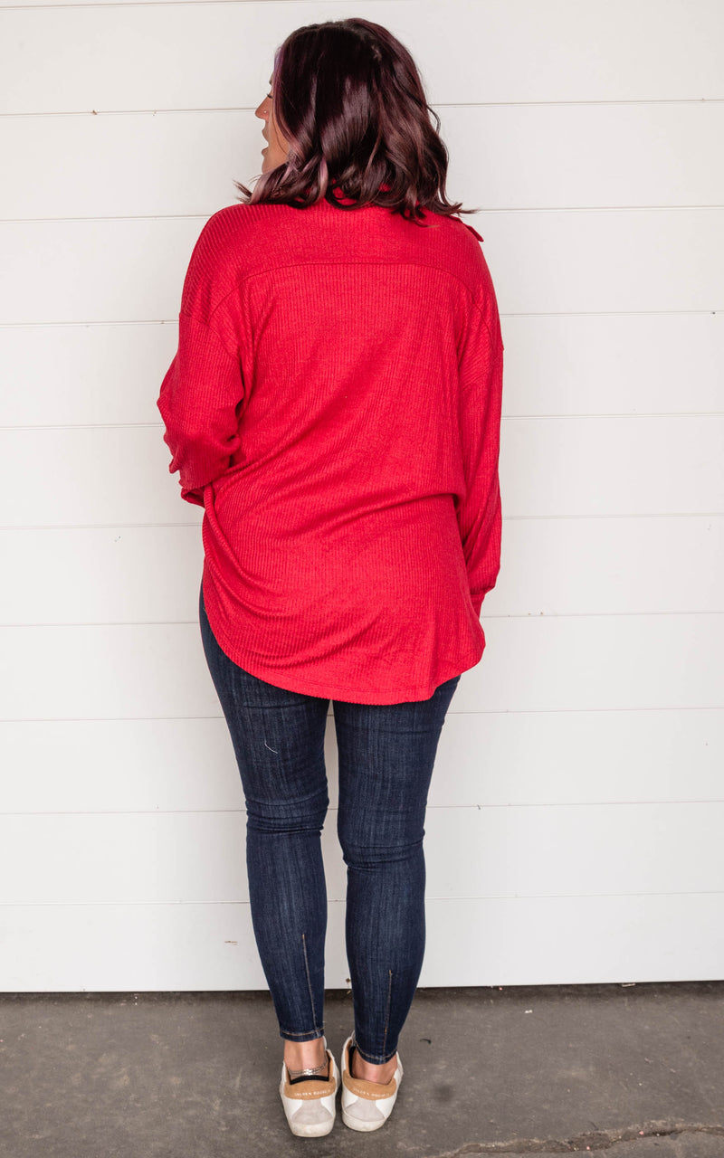 oversized sweater shacket red 