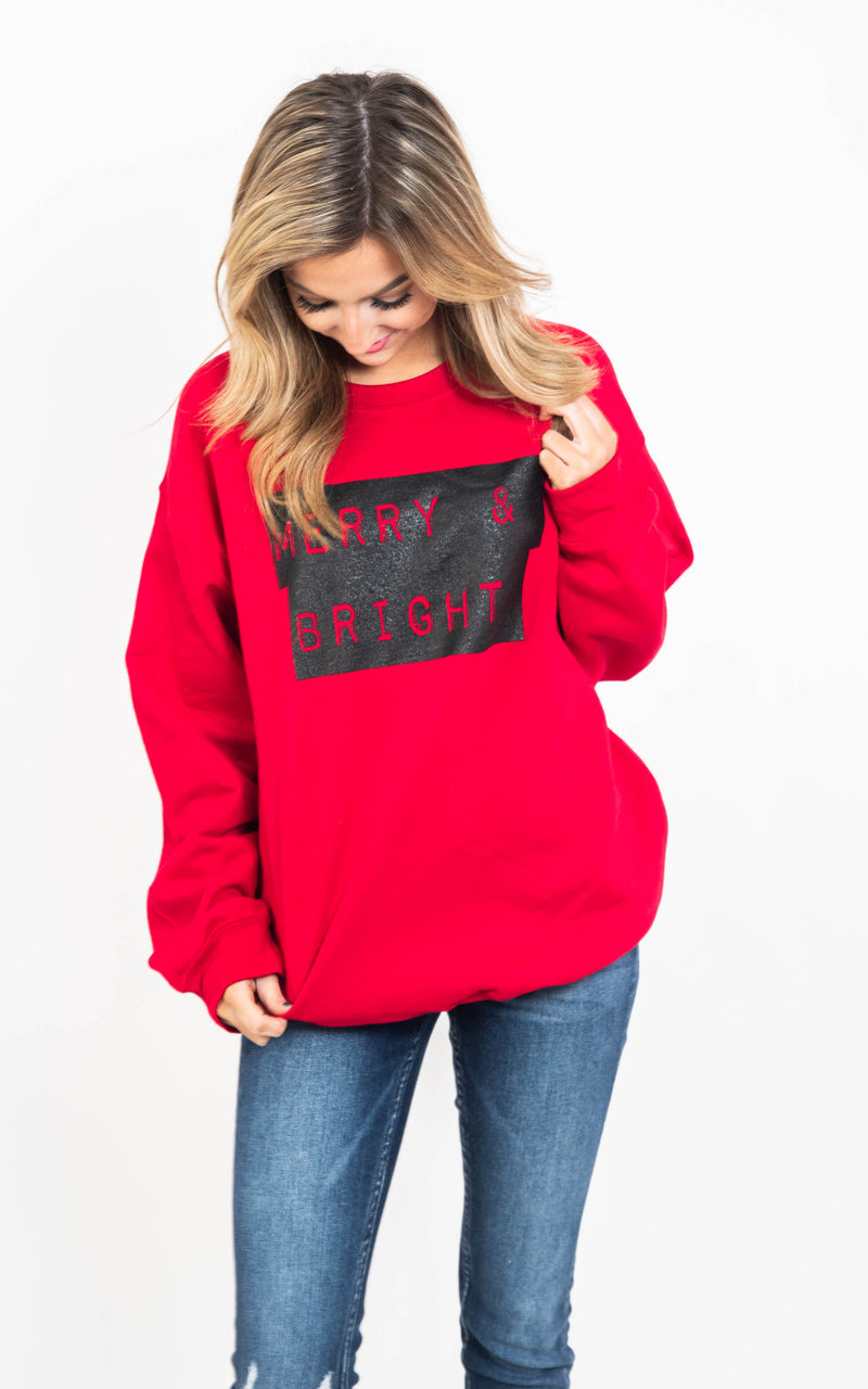  30 Days 30 Deals- Merry & Bright Sweatshirt, CLOTHING, BAD HABIT APPAREL, BAD HABIT BOUTIQUE 