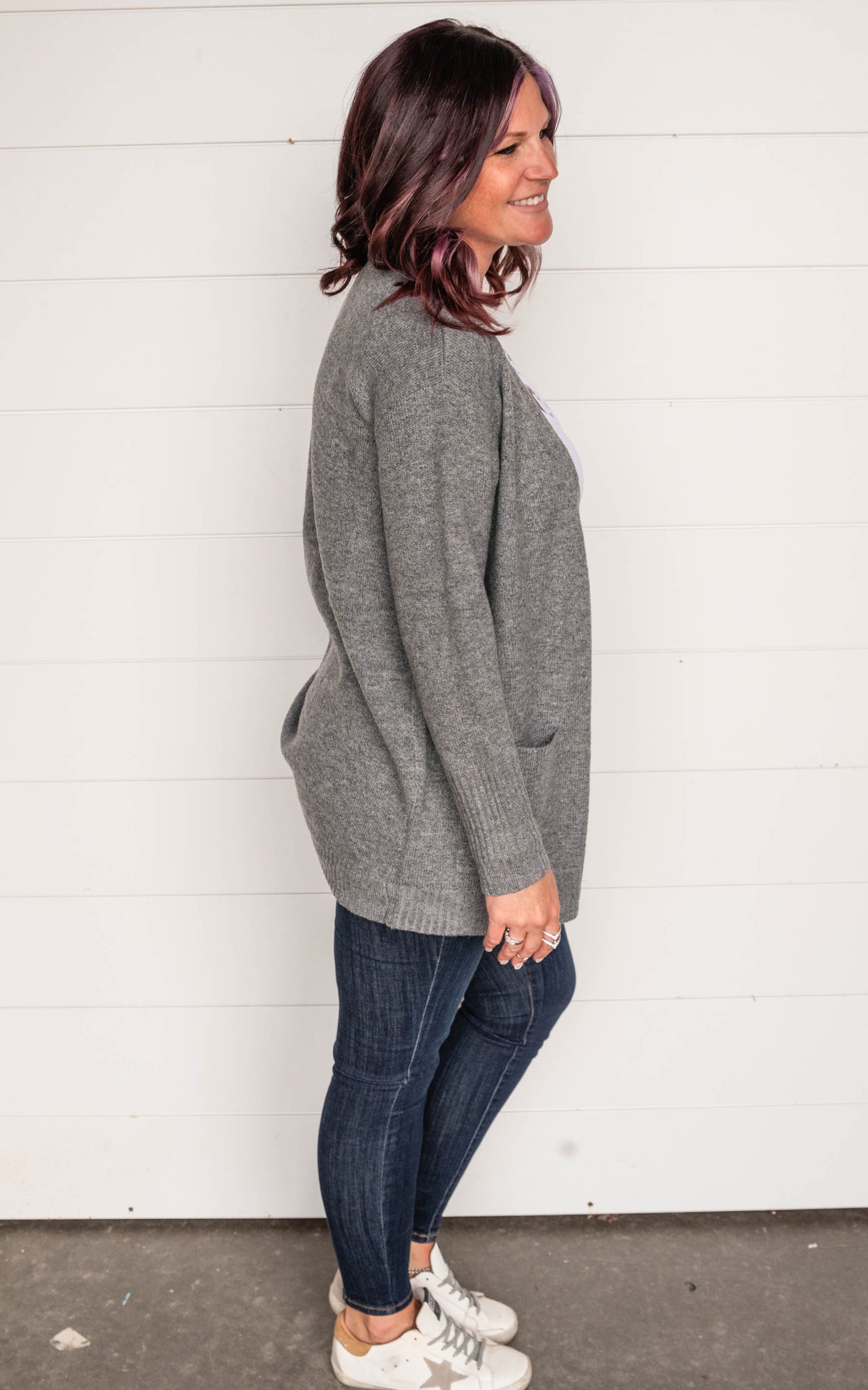 Cielo Open Front Mossy Boyfriend  Cardigan - Final Sale