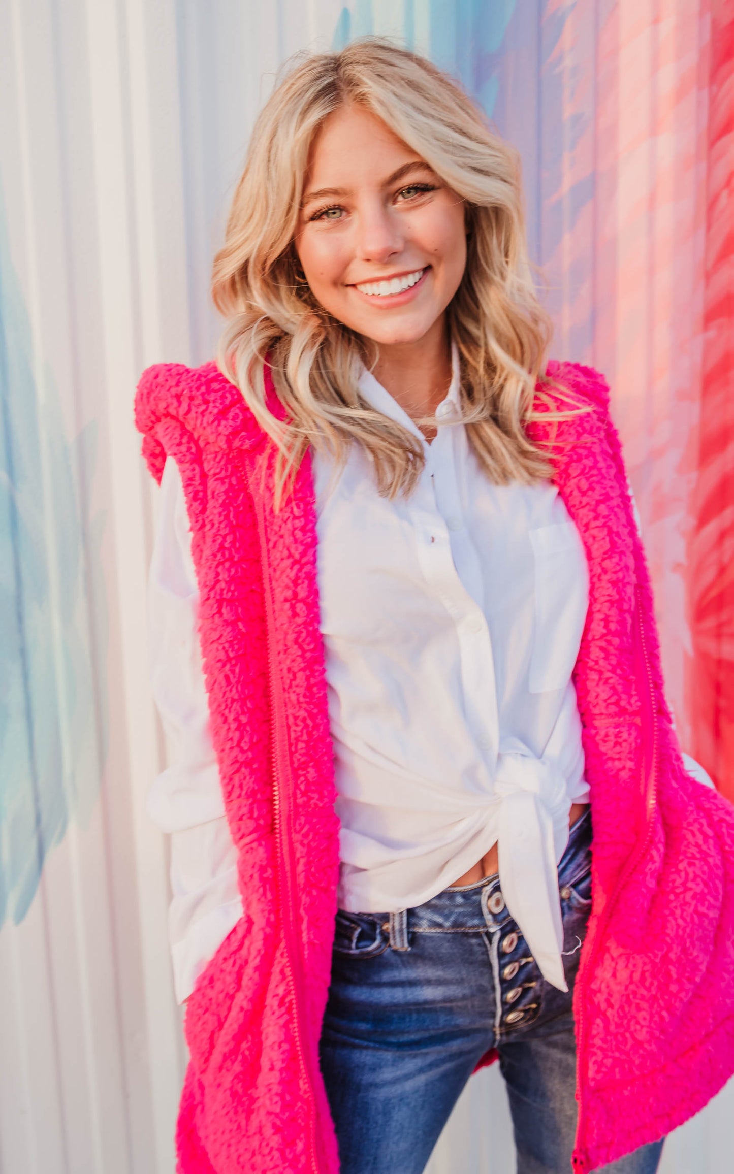 Hot Pink Sherpa Vest