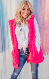 Hot pink Sherpa vest