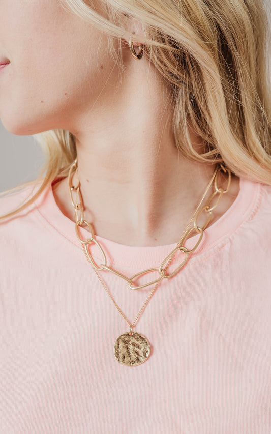 Gold Coin Layered Necklace