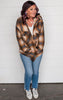 The Willow BRUSHED WAFFLE PLAID OVERSIZED SHACKET  Camel - Final Sale