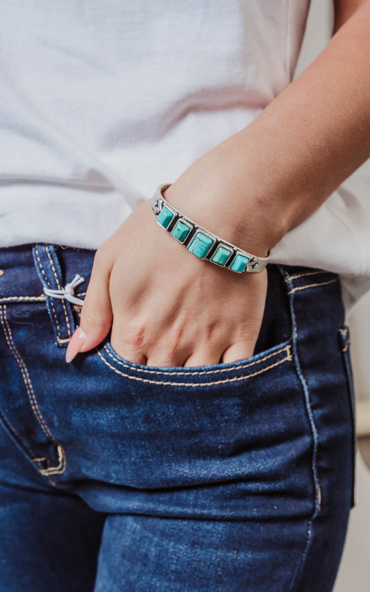 Natural Turquoise "C" Cuff Bracelet