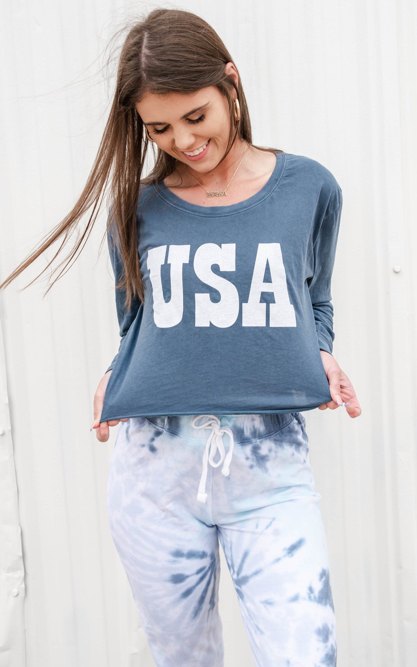 usa crop long sleeve top 