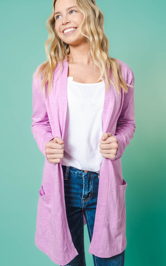 purple slub cardigan 