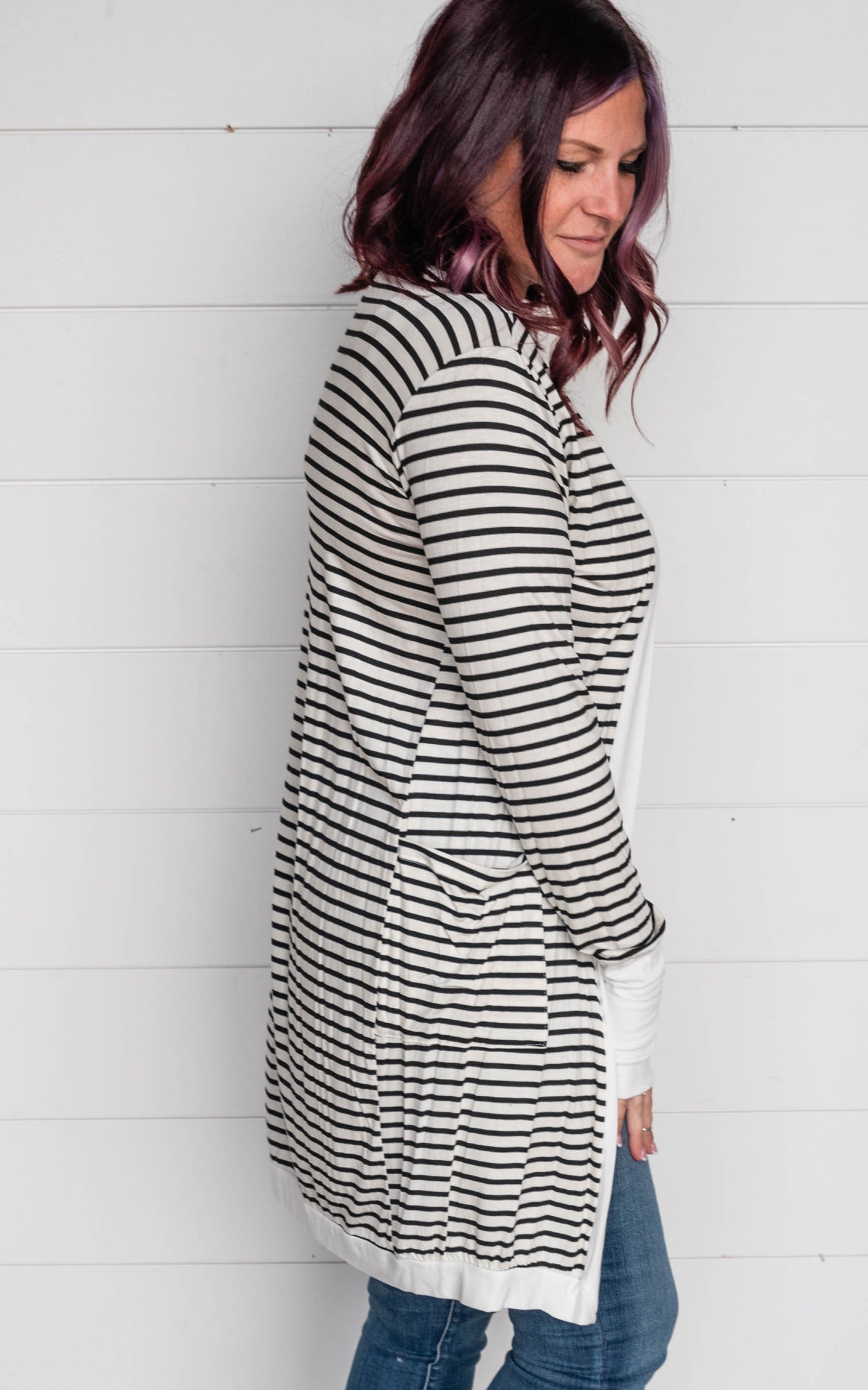 black white stripe cardigan 