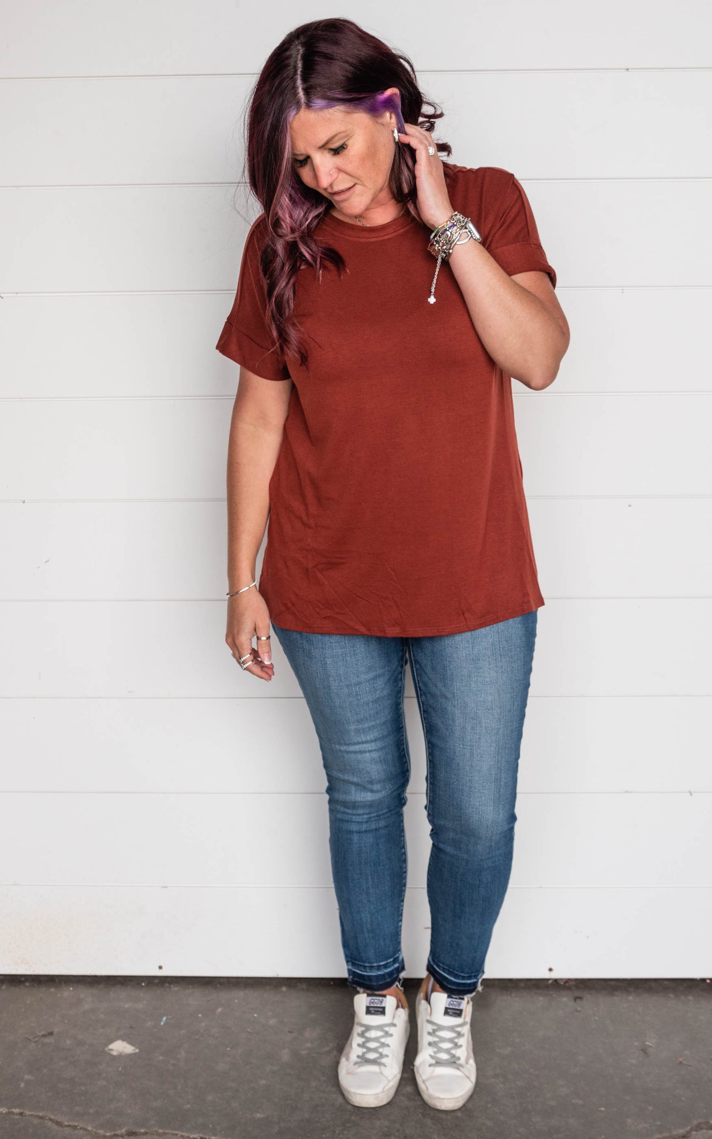 DARK RUST BOYFRIEND TOP 