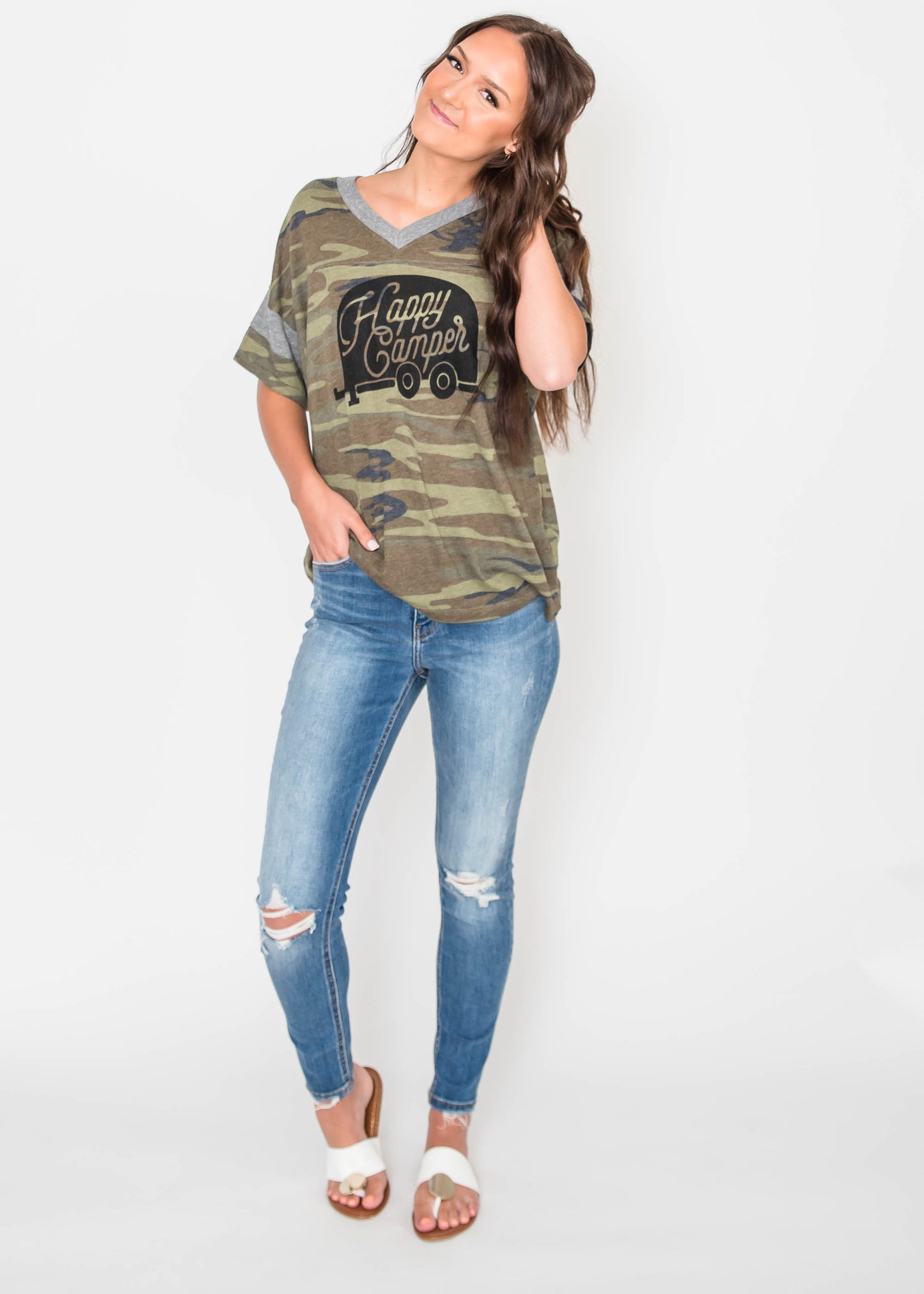  Happy Camper Camo T-Shirt, CLOTHING, BAD HABIT APPAREL, BAD HABIT BOUTIQUE 