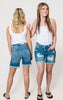 distressed bermuda cuffed shorts 