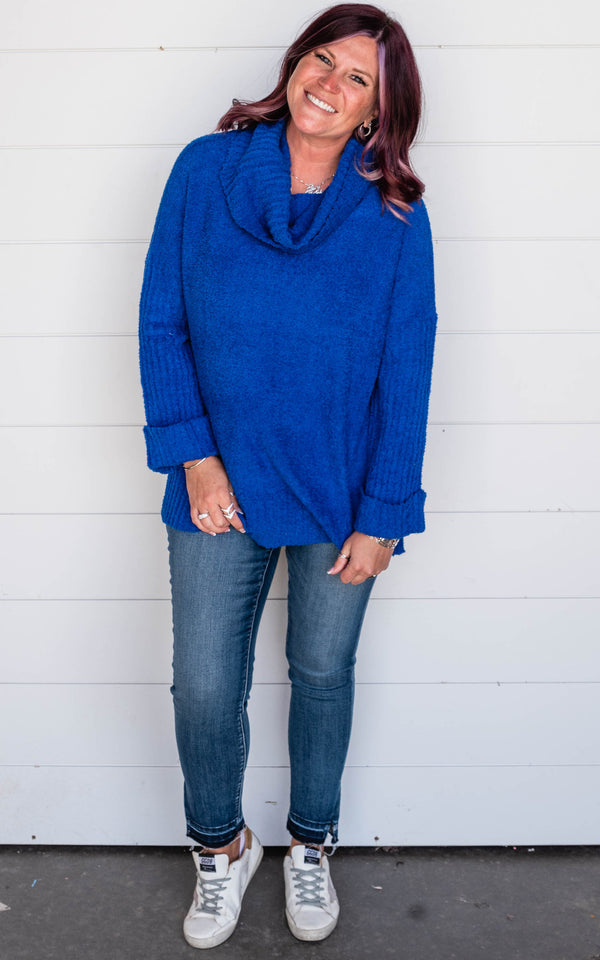 Royal Blue Cowl Neck Sweater | FINAL SALE