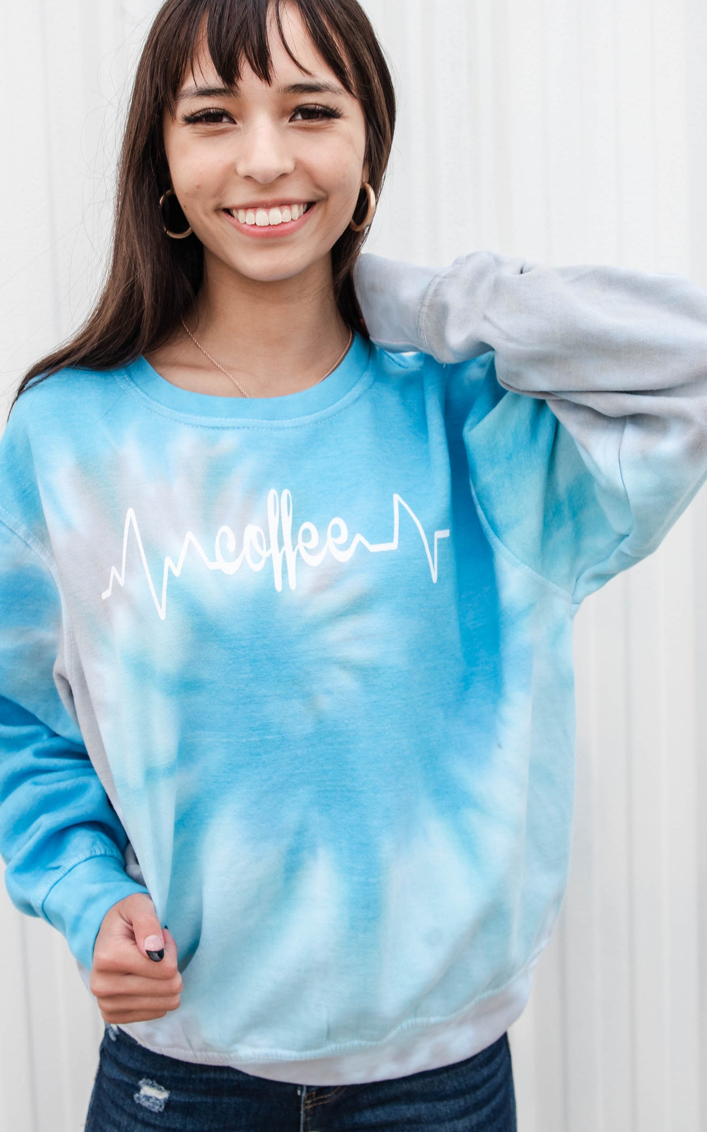 coffee lifeline tie dye sweatshirt