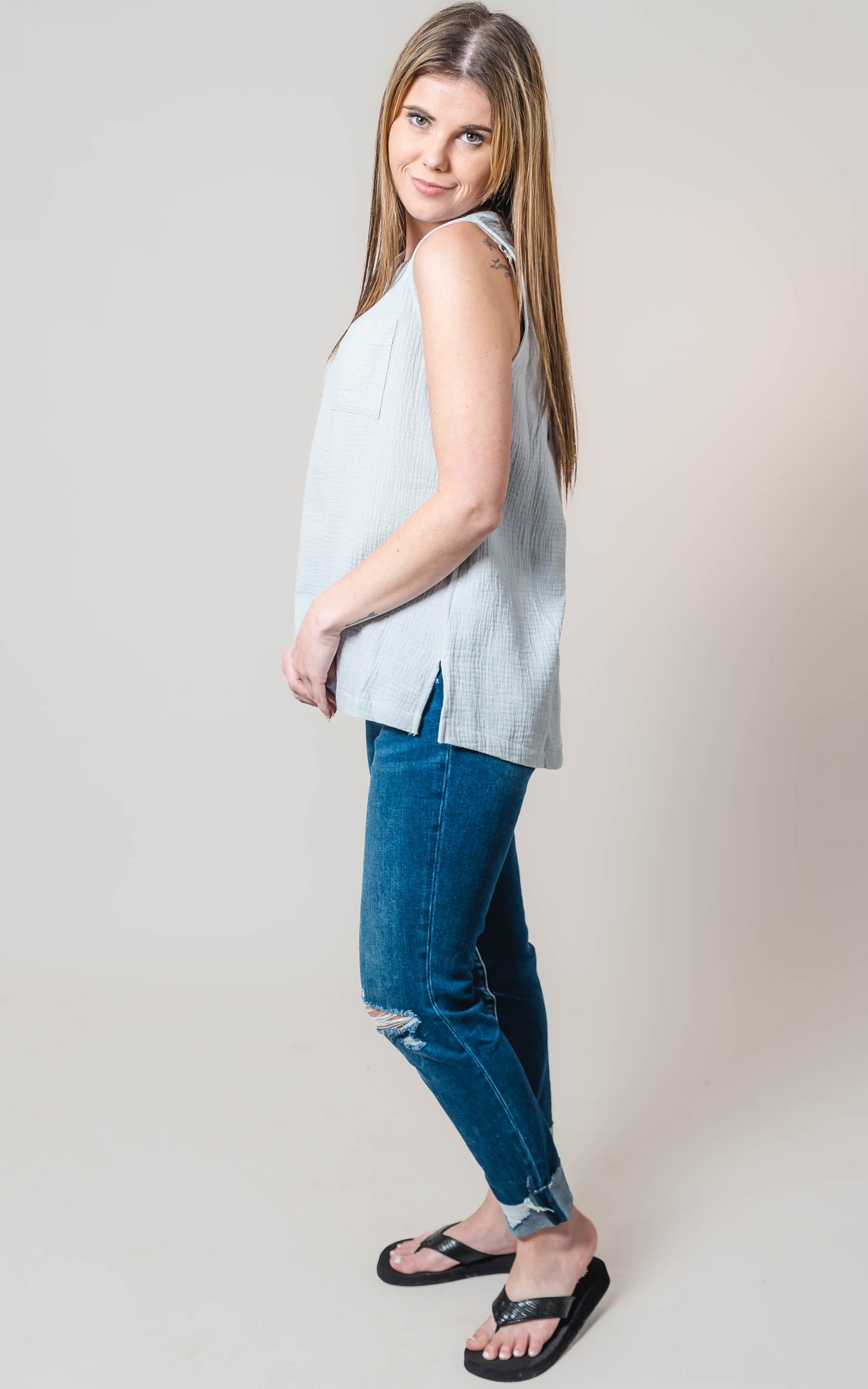 organic cotton gauze tank top 