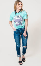 Cow Print Lips T- Shirt - Turquoise | FINAL SALE *