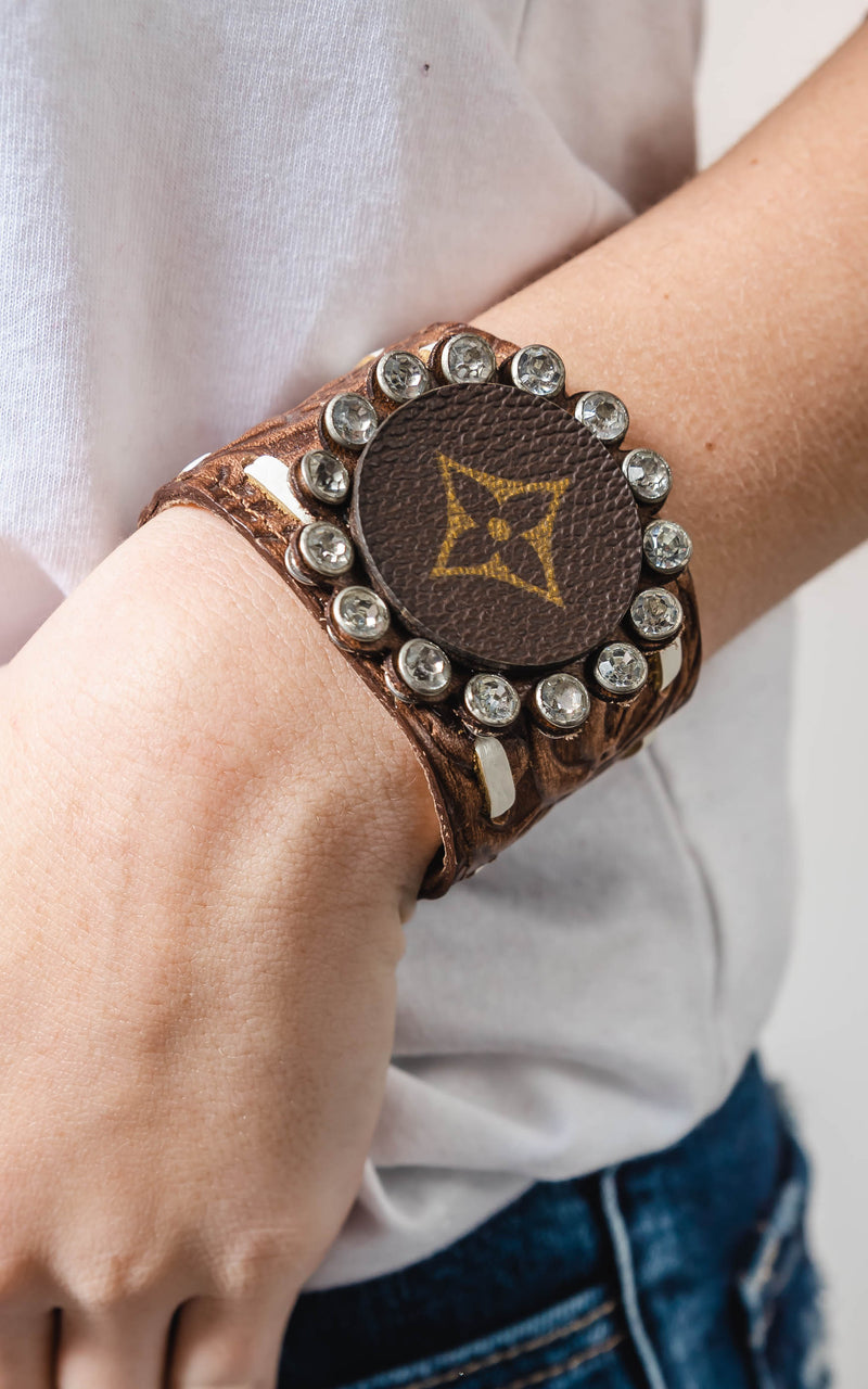 LV upcycled Leather Bracelet
