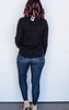 black Basic Boat Neck Sweater