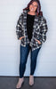 Sherpa Fleece Plaid Jacket - Black & Ivory