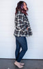 Sherpa Fleece Plaid Jacket - Black & Ivory