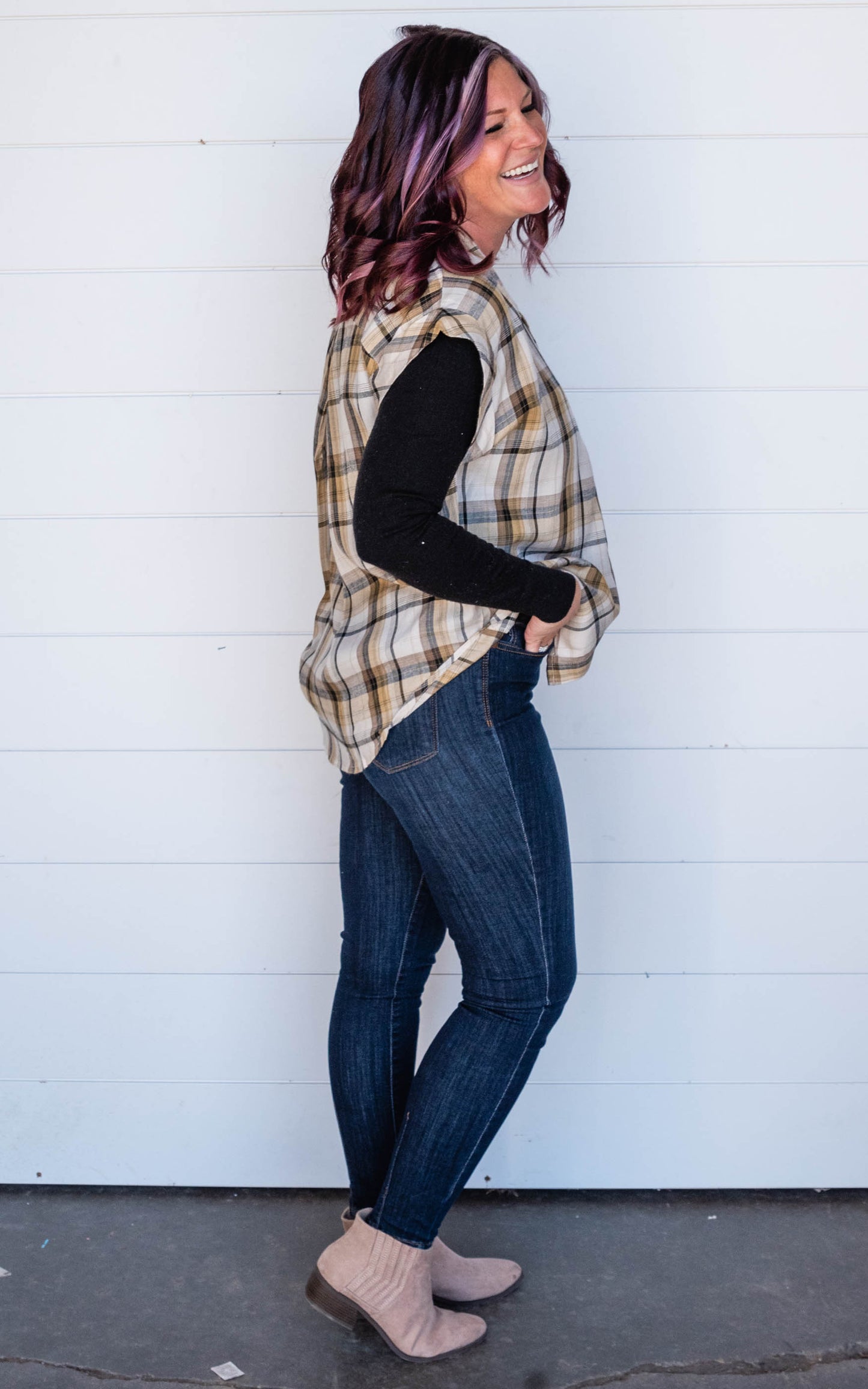 PLAID BUTTON FRONT TOP | FINAL SALE