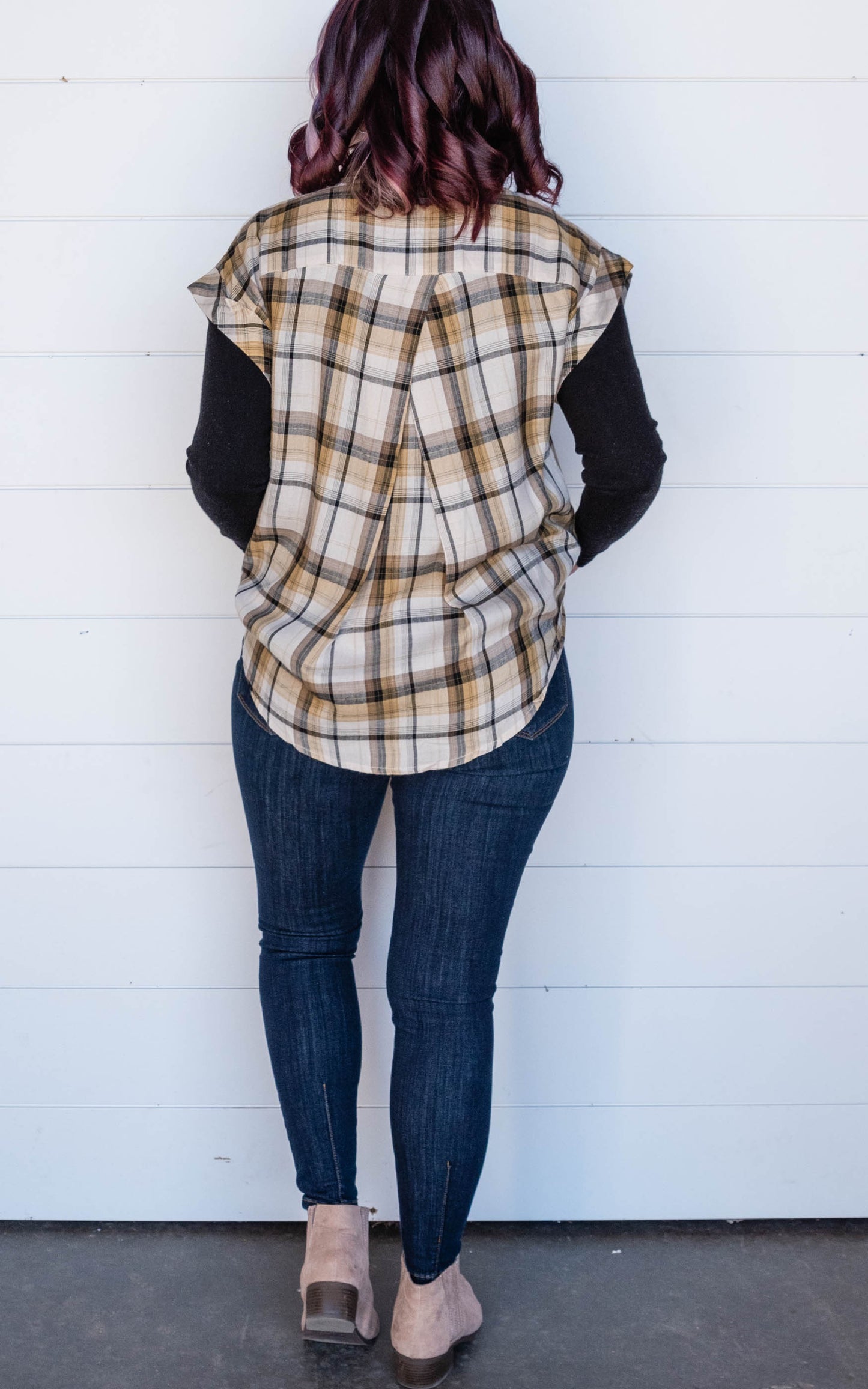 PLAID BUTTON FRONT TOP | FINAL SALE