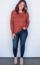 rust boat neck sweater 