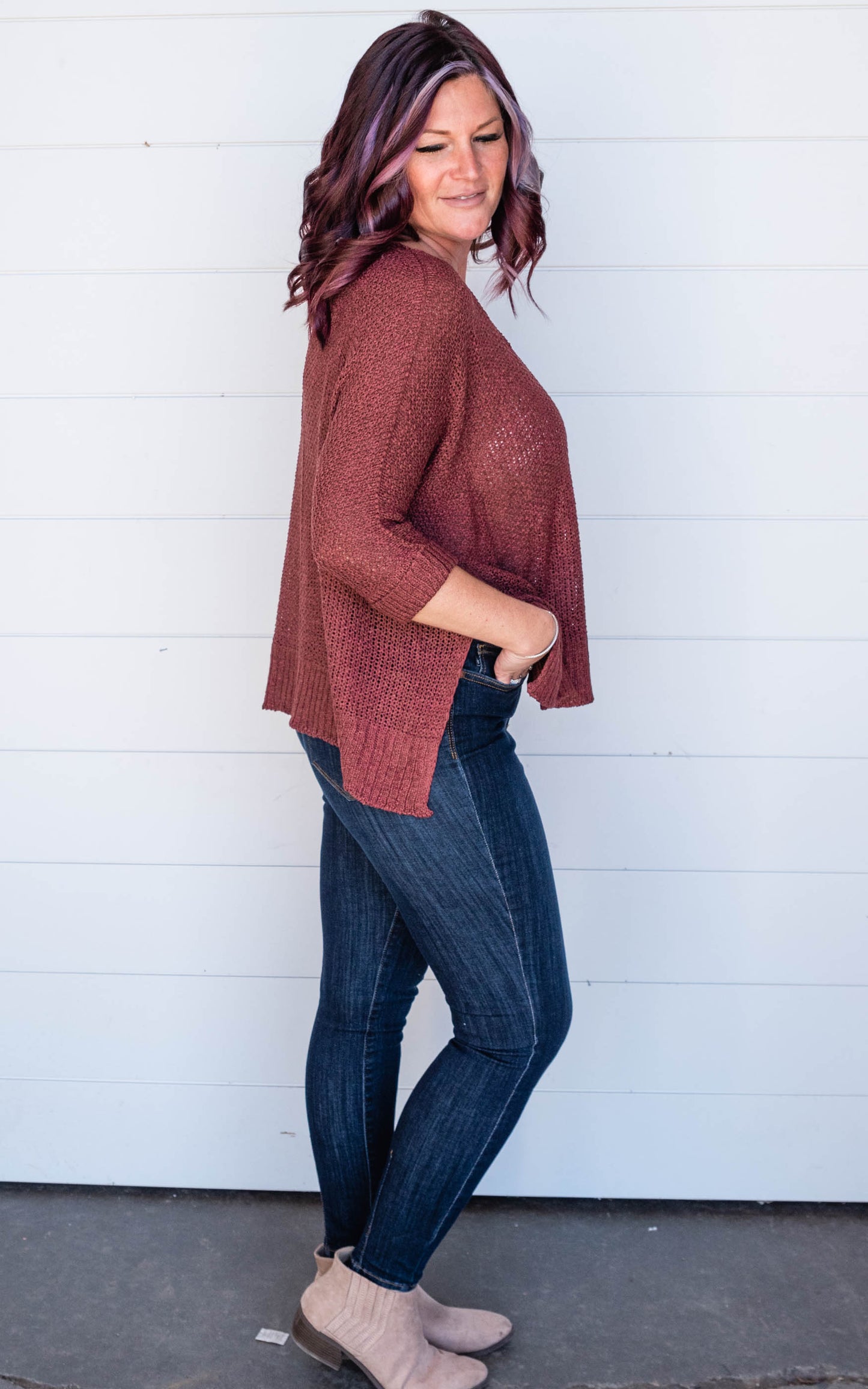 high low burgundy sweater 