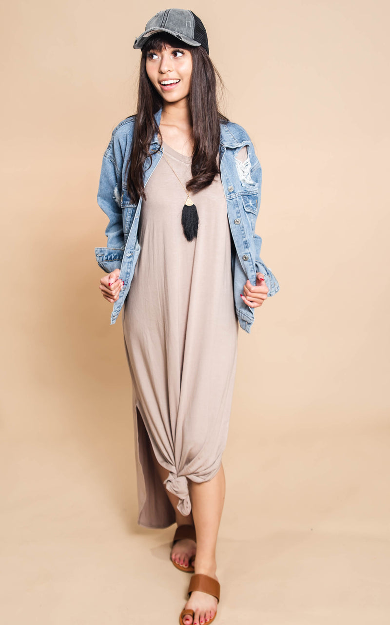 taupe casual weekend dress 