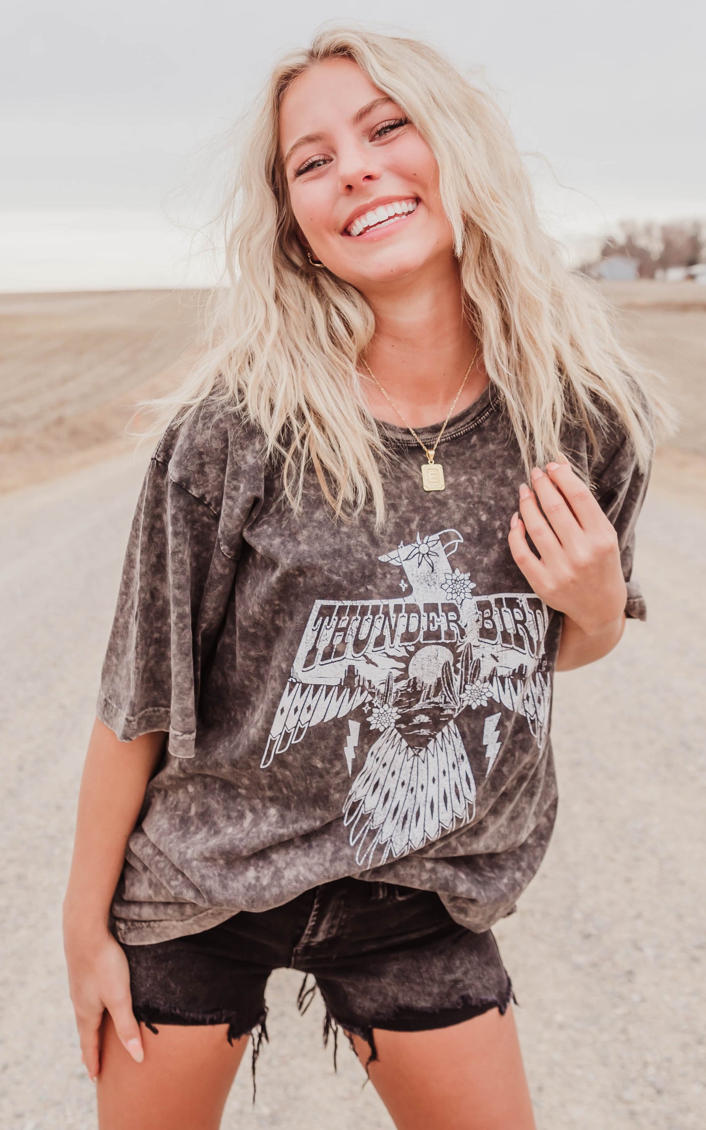 thunderbird faded oversized tee