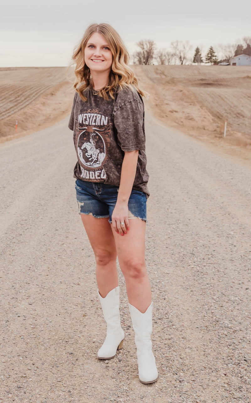 faded western oversized top