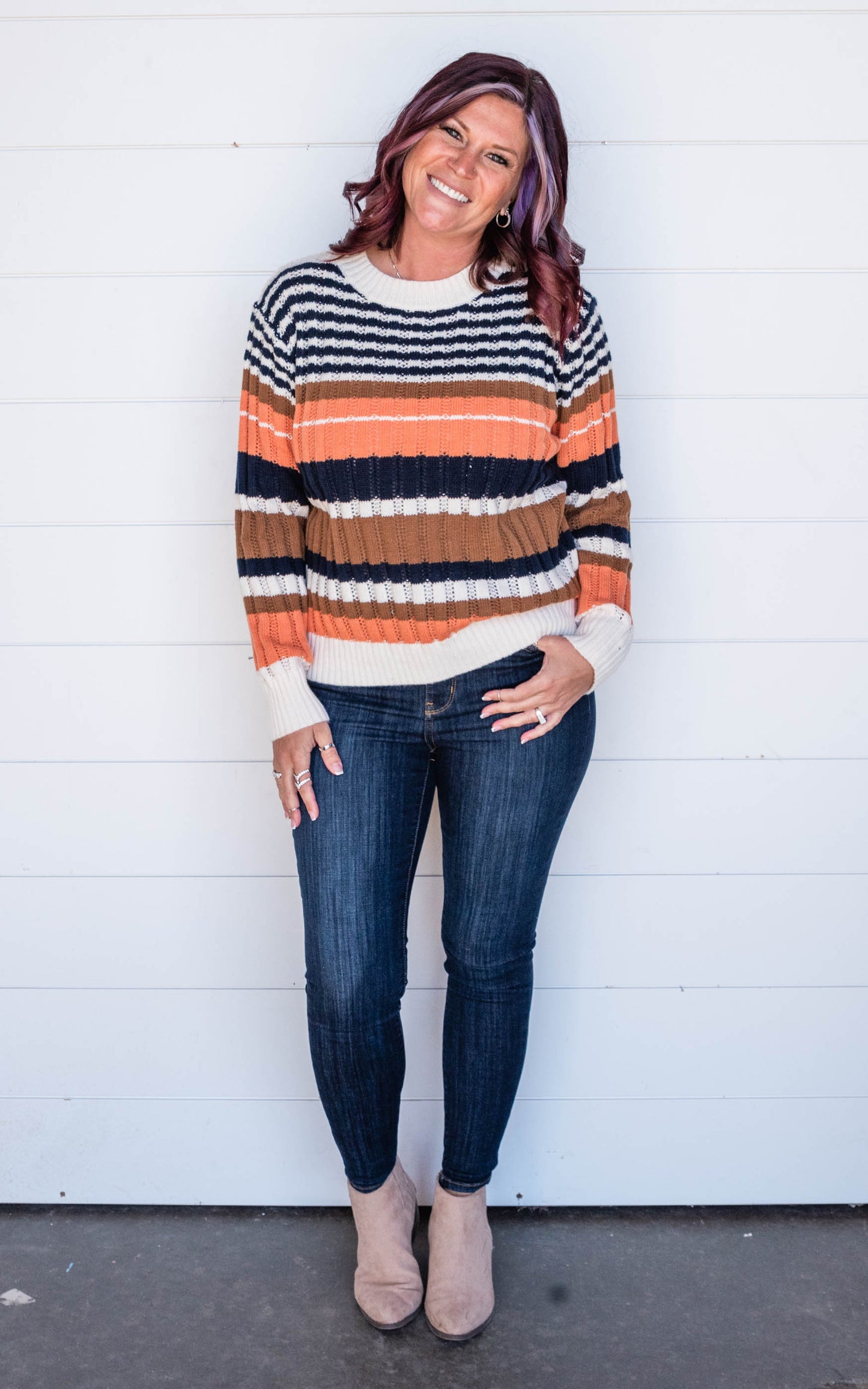 MULTICOLOR STRIPED PULLOVER SWEATER