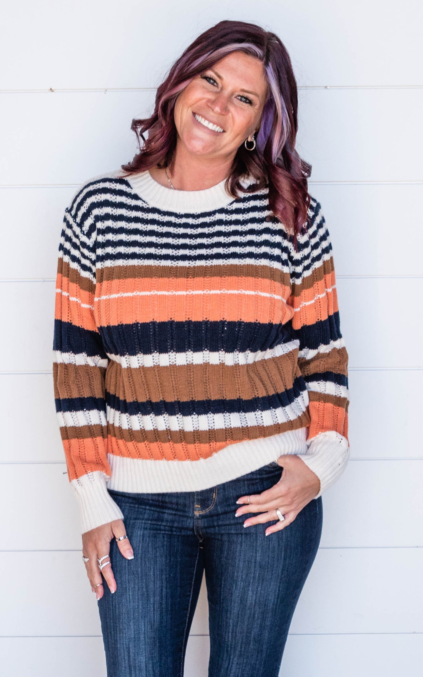 MULTICOLOR STRIPED PULLOVER SWEATER