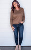 Basic Long Sleeve V-Neck Pocket Top