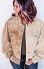 Raw Hem Colorblock Corduroy Jacket -POL