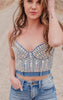 denim rhinestone crop top 