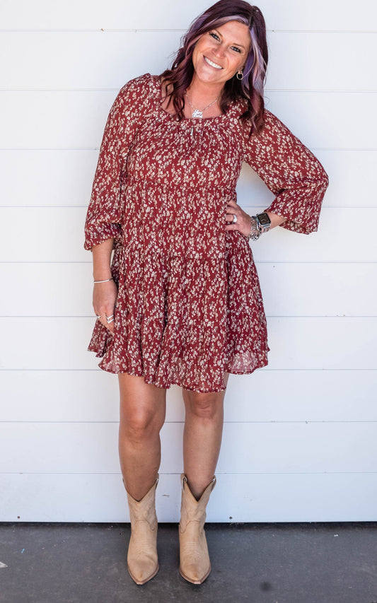 Floral Burgundy Dress